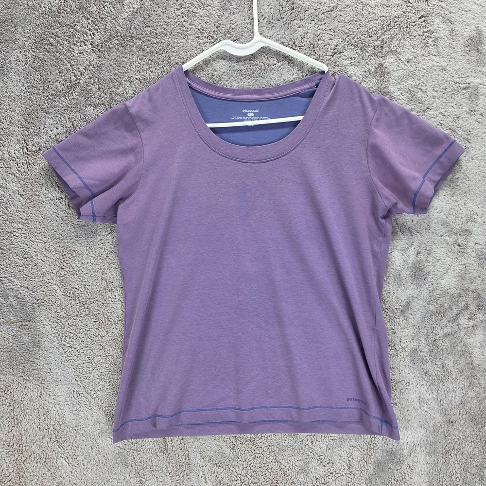 Patagonia Shirt Womens XL Purple Organic Cotton Stretch Scoop Neck Tee Top